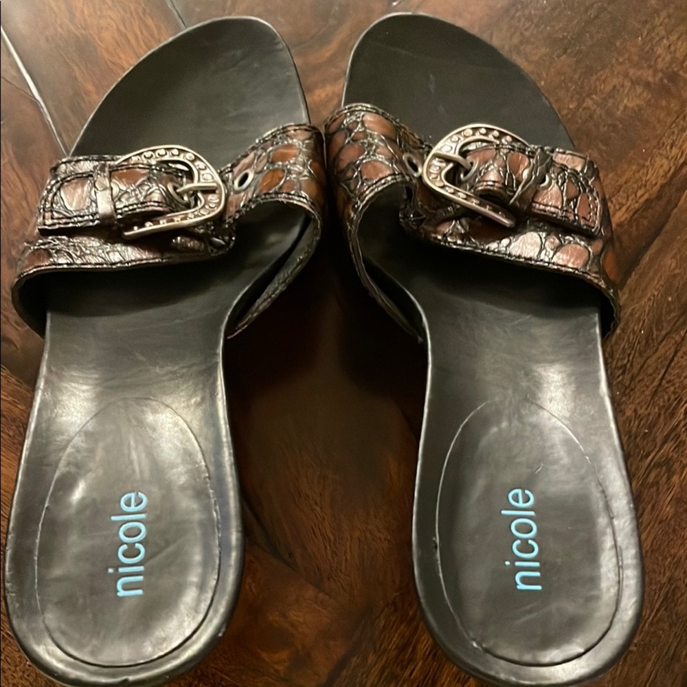 🤎Nicole Brown Mules with Metallic Embellishment - Picture 14 of 16